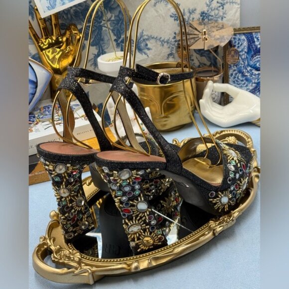 🆕 GB GIANNI BINI 🧿 NWOB Enchant-Ment Bead Embellished Platform Sandals, Sz 8M - Picture 9 of 14